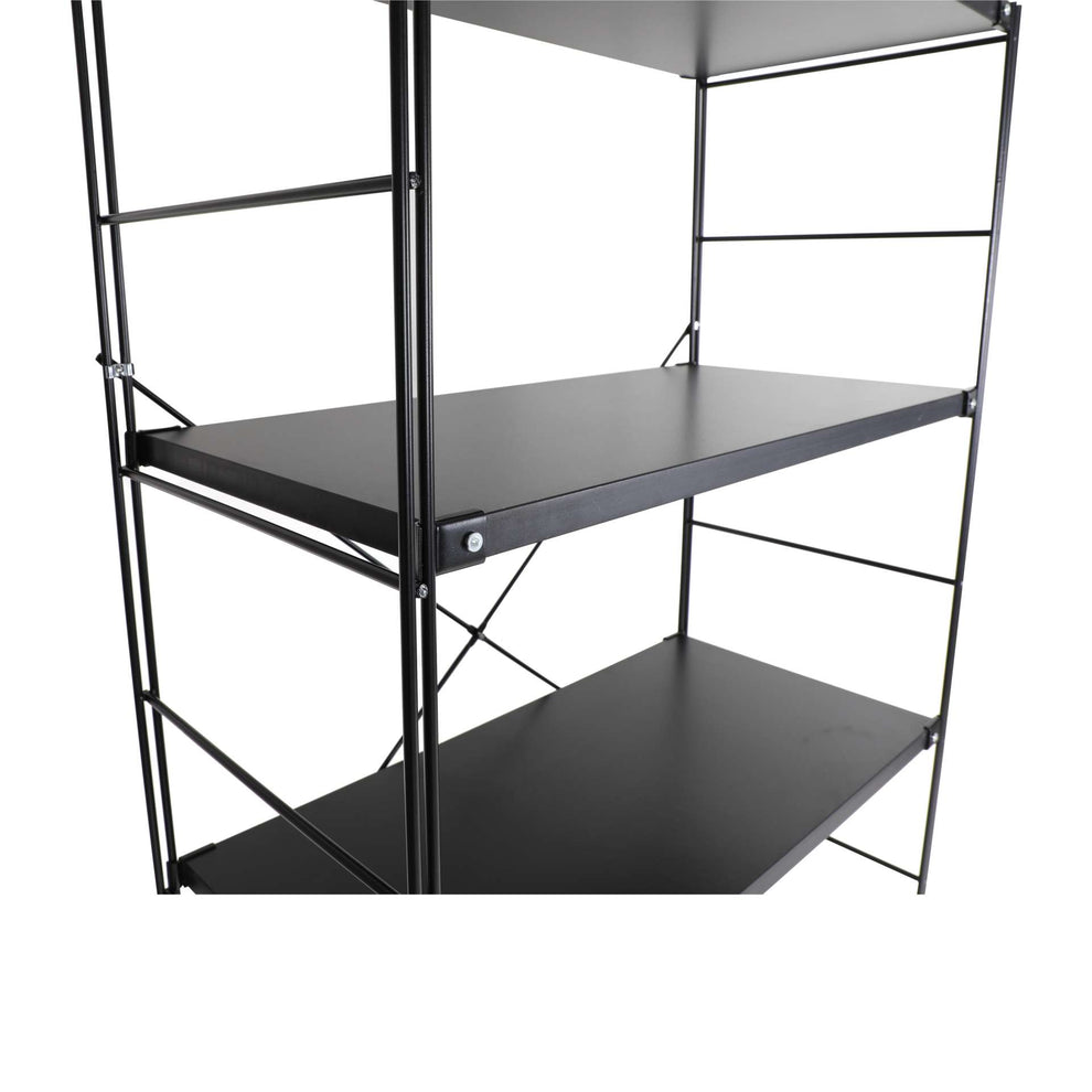 LeisureMod Brentwood Etagere Bookcase with Black Powder Coated Steel Frame and Melamine Board Shelves | Bookcases | Modishstore - 12