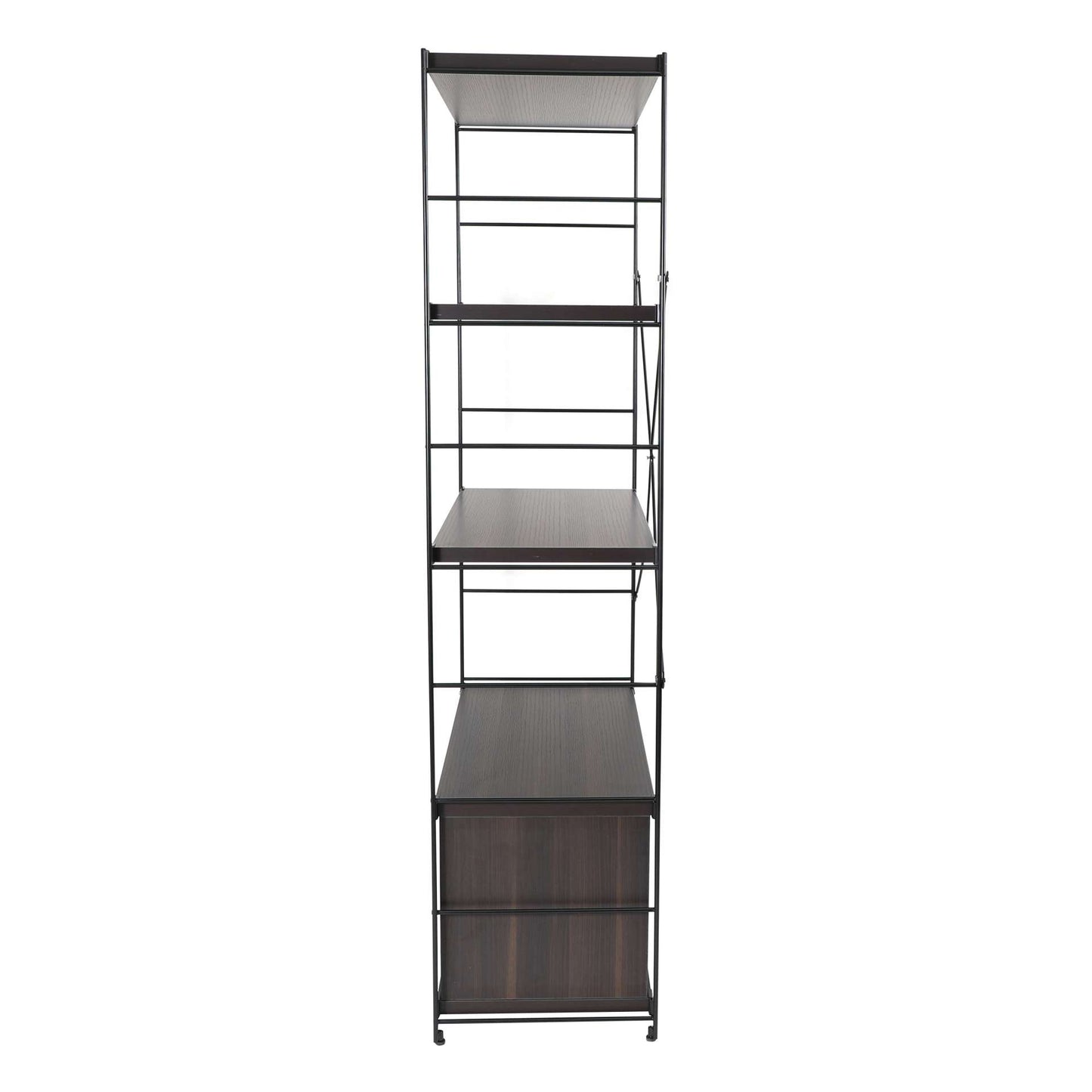 LeisureMod Brentwood Etagere Bookcase with Black Powder Coated Steel Frame and Melamine Board Shelves | Bookcases | Modishstore - 26