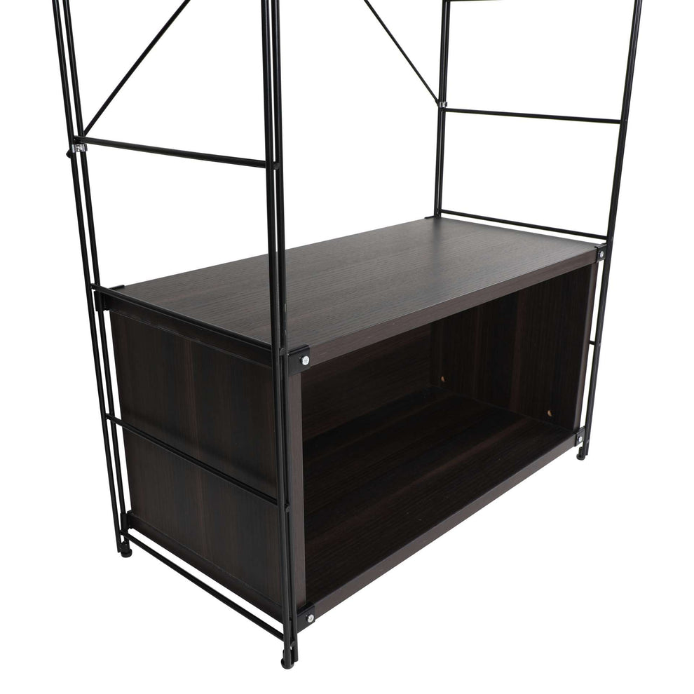 LeisureMod Brentwood Etagere Bookcase with Black Powder Coated Steel Frame and Melamine Board Shelves | Bookcases | Modishstore - 24