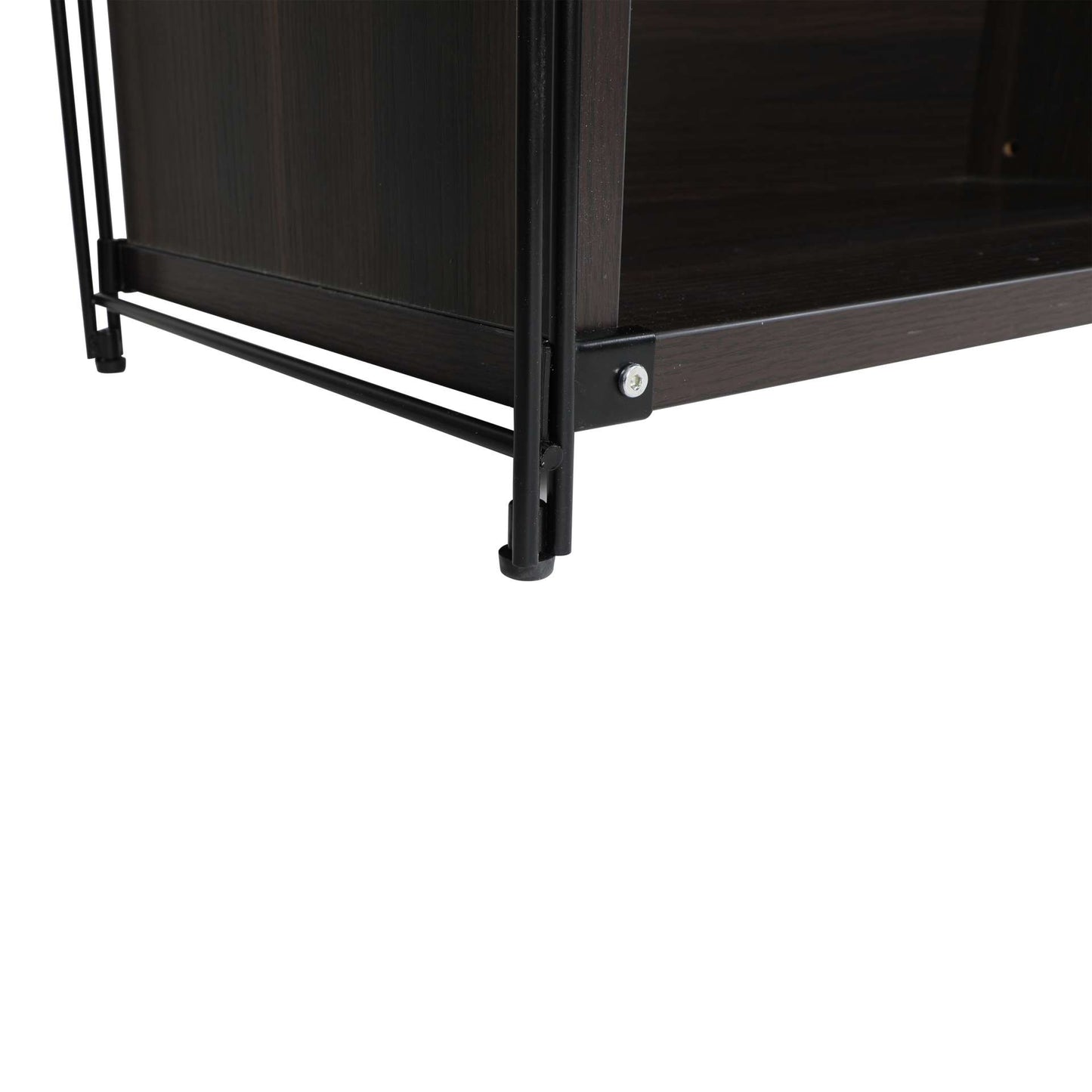 LeisureMod Brentwood Etagere Bookcase with Black Powder Coated Steel Frame and Melamine Board Shelves | Bookcases | Modishstore - 21