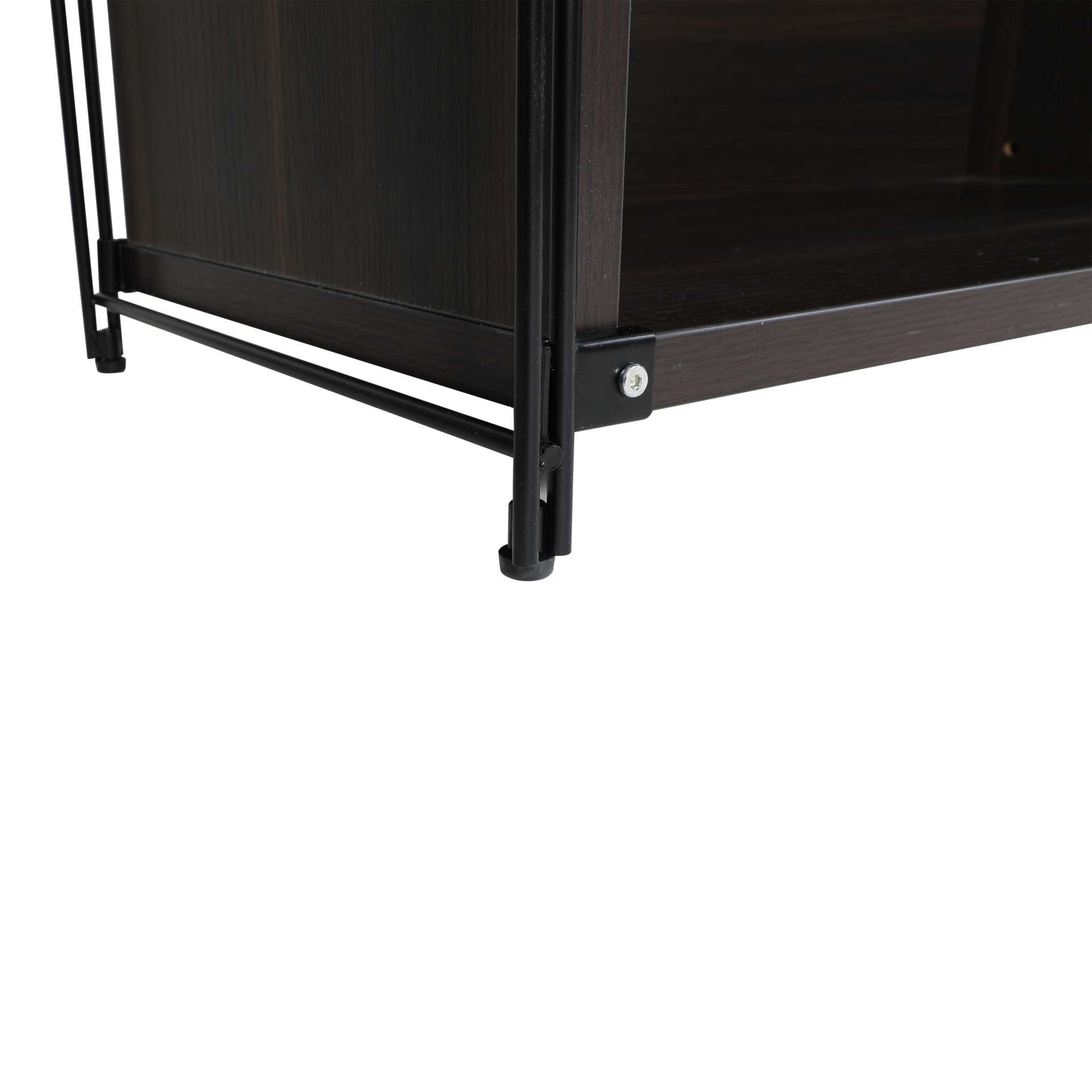 LeisureMod Brentwood Etagere Bookcase with Black Powder Coated Steel Frame and Melamine Board Shelves | Bookcases | Modishstore - 21