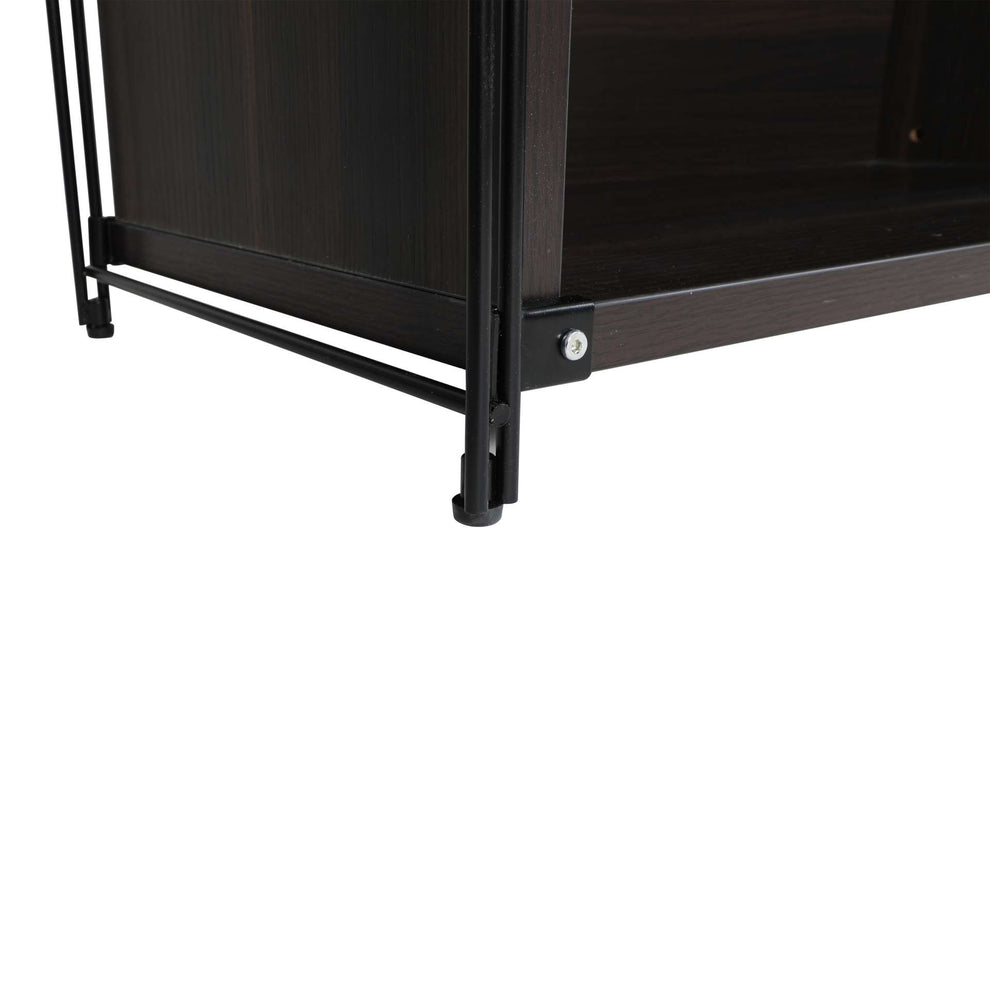 LeisureMod Brentwood Etagere Bookcase with Black Powder Coated Steel Frame and Melamine Board Shelves | Bookcases | Modishstore - 21