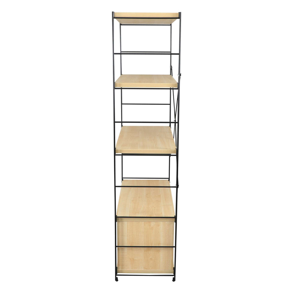 LeisureMod Brentwood Etagere Bookcase with Black Powder Coated Steel Frame and Melamine Board Shelves | Bookcases | Modishstore - 8