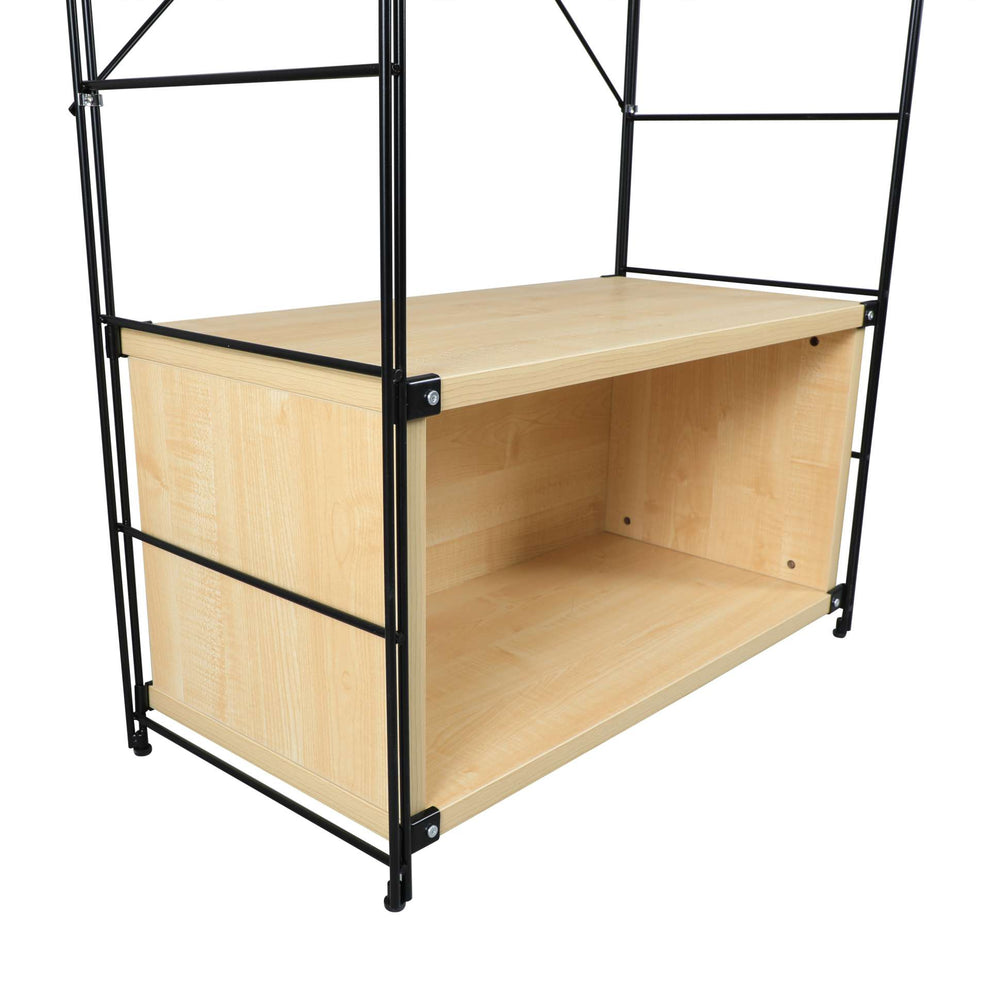 LeisureMod Brentwood Etagere Bookcase with Black Powder Coated Steel Frame and Melamine Board Shelves | Bookcases | Modishstore - 6