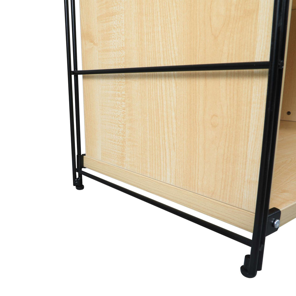 LeisureMod Brentwood Etagere Bookcase with Black Powder Coated Steel Frame and Melamine Board Shelves | Bookcases | Modishstore - 4