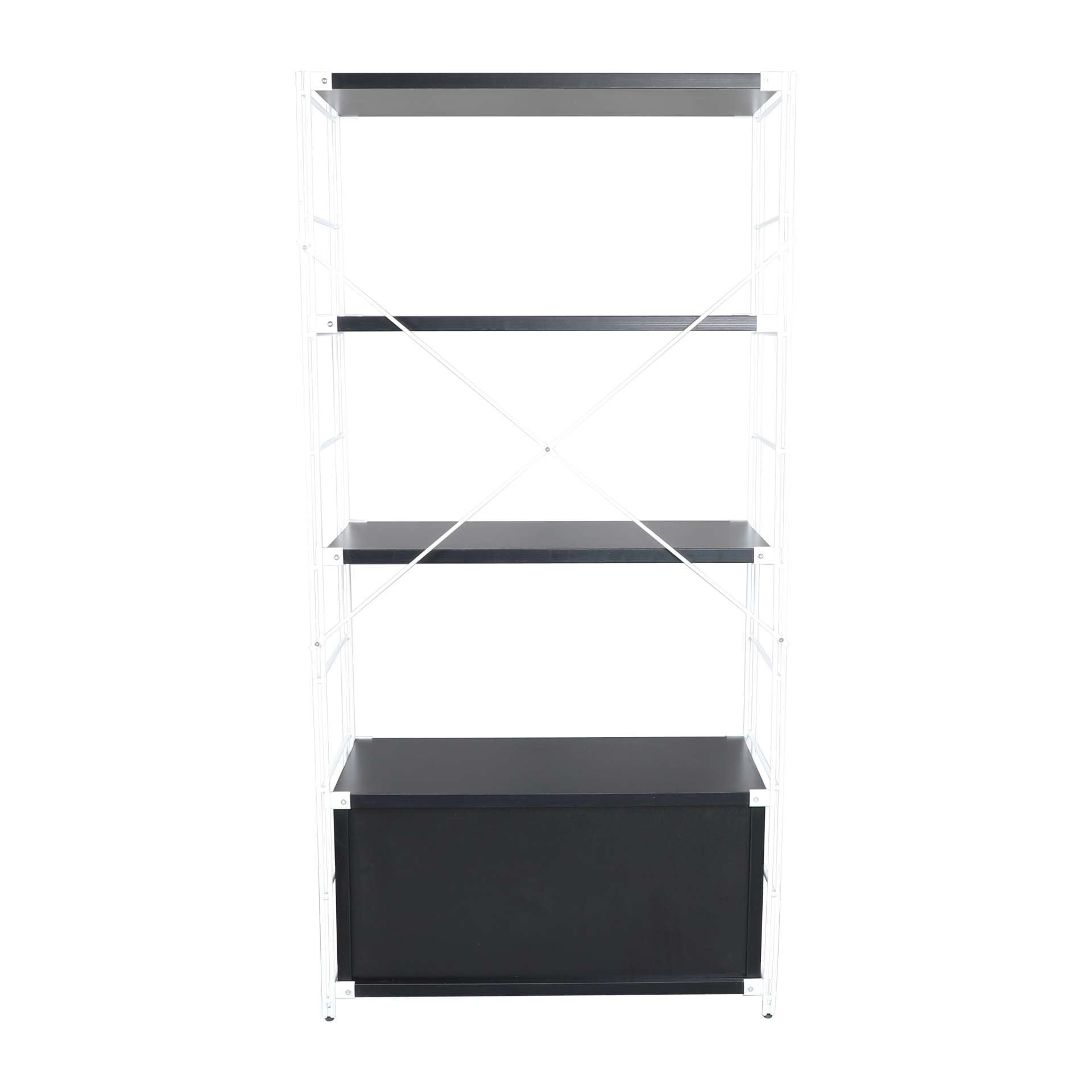 LeisureMod Brentwood Etagere Bookcase with White Powder Coated Steel Frame and Melamine Board Shelves | Bookcases | Modishstore - 14