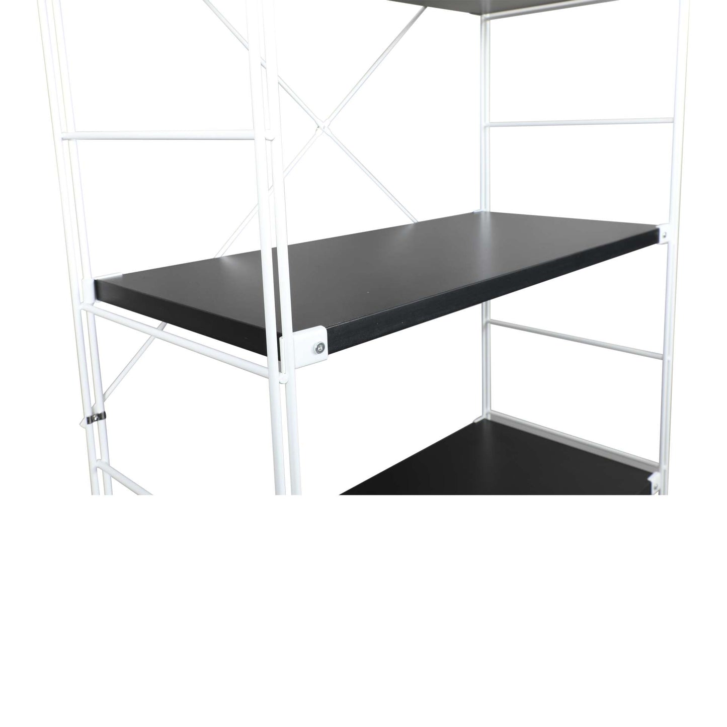 LeisureMod Brentwood Etagere Bookcase with White Powder Coated Steel Frame and Melamine Board Shelves | Bookcases | Modishstore - 12