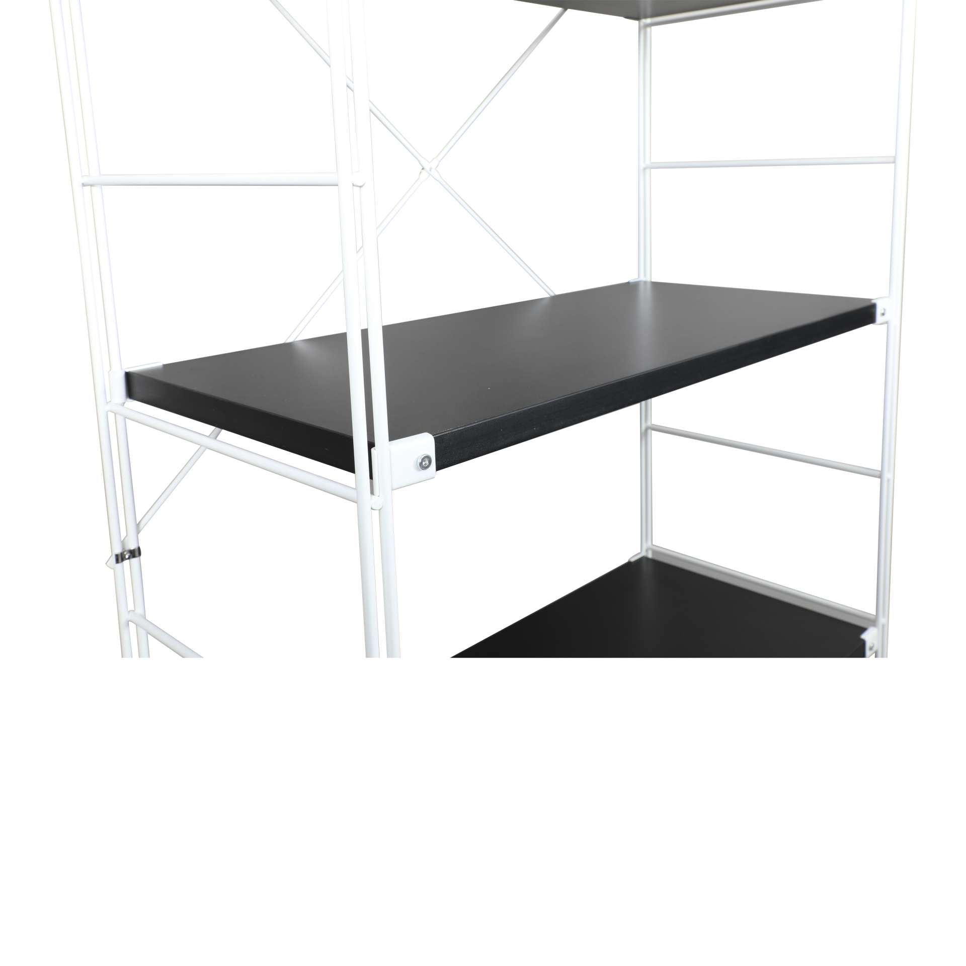 LeisureMod Brentwood Etagere Bookcase with White Powder Coated Steel Frame and Melamine Board Shelves | Bookcases | Modishstore - 12