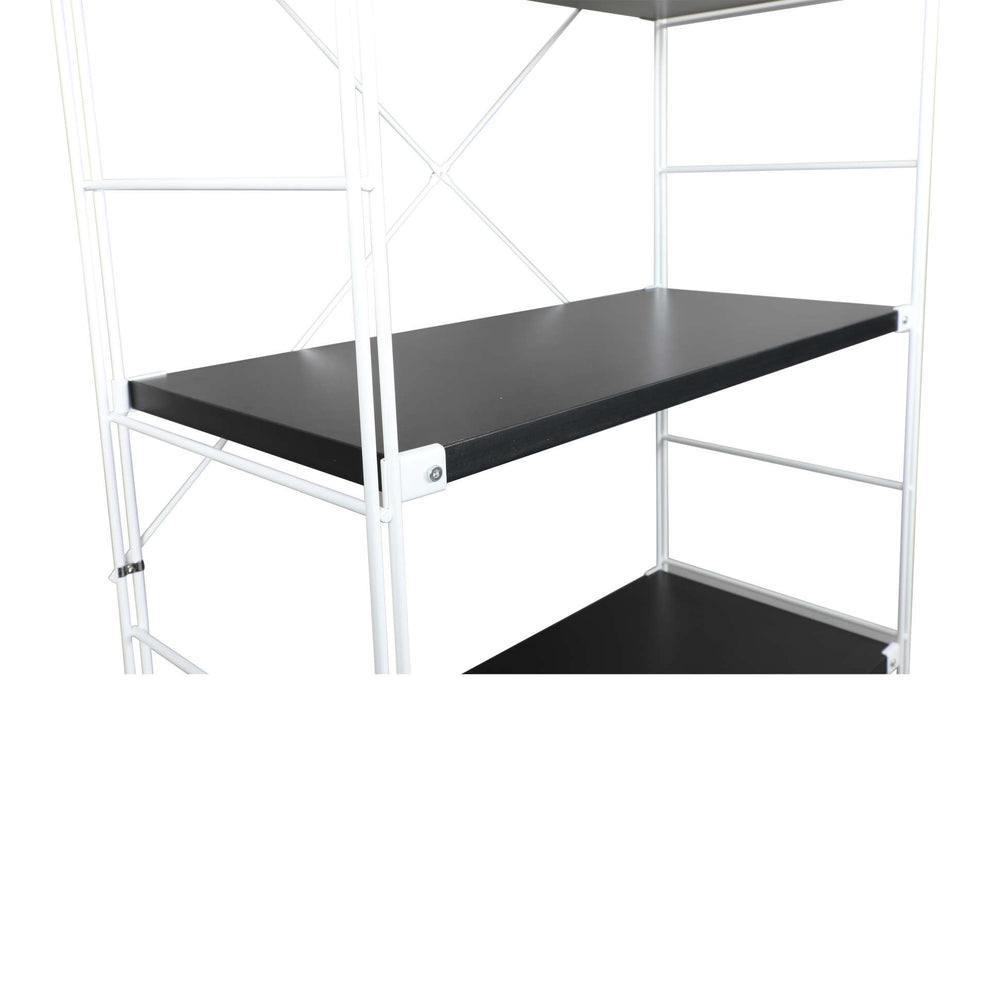 LeisureMod Brentwood Etagere Bookcase with White Powder Coated Steel Frame and Melamine Board Shelves | Bookcases | Modishstore - 12