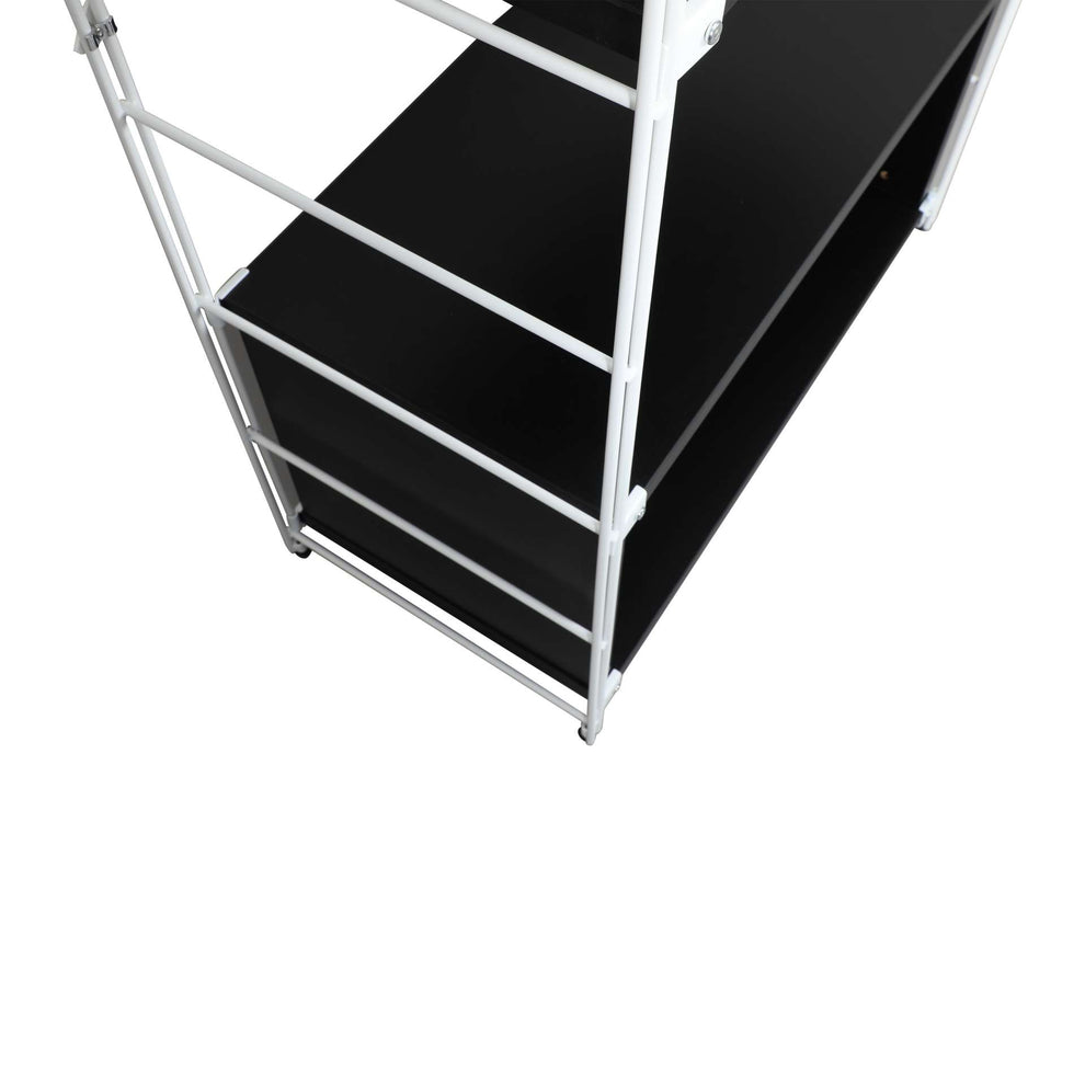 LeisureMod Brentwood Etagere Bookcase with White Powder Coated Steel Frame and Melamine Board Shelves | Bookcases | Modishstore - 11