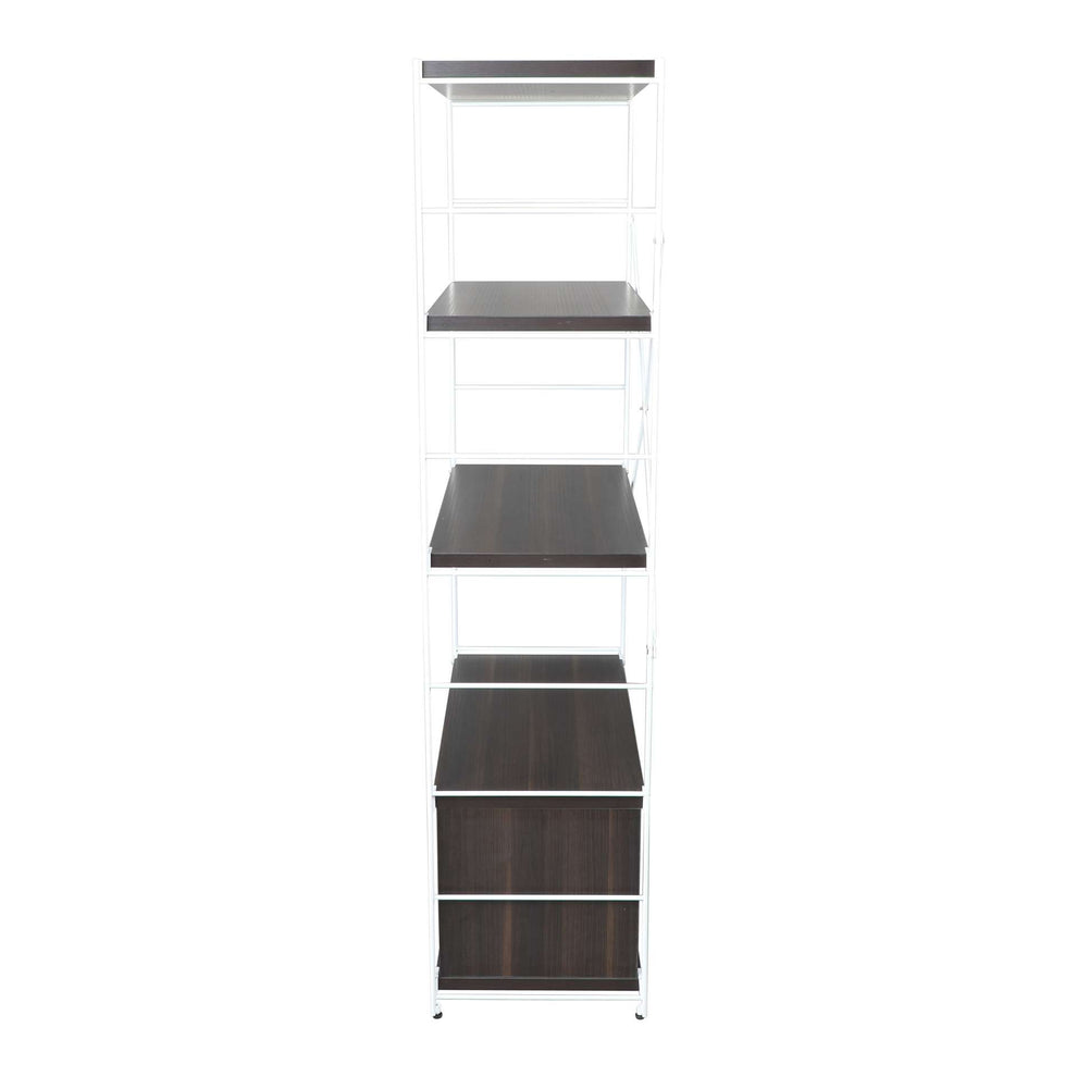 LeisureMod Brentwood Etagere Bookcase with White Powder Coated Steel Frame and Melamine Board Shelves | Bookcases | Modishstore - 20