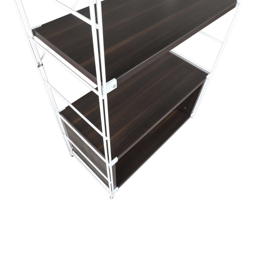 LeisureMod Brentwood Etagere Bookcase with White Powder Coated Steel Frame and Melamine Board Shelves | Bookcases | Modishstore - 23