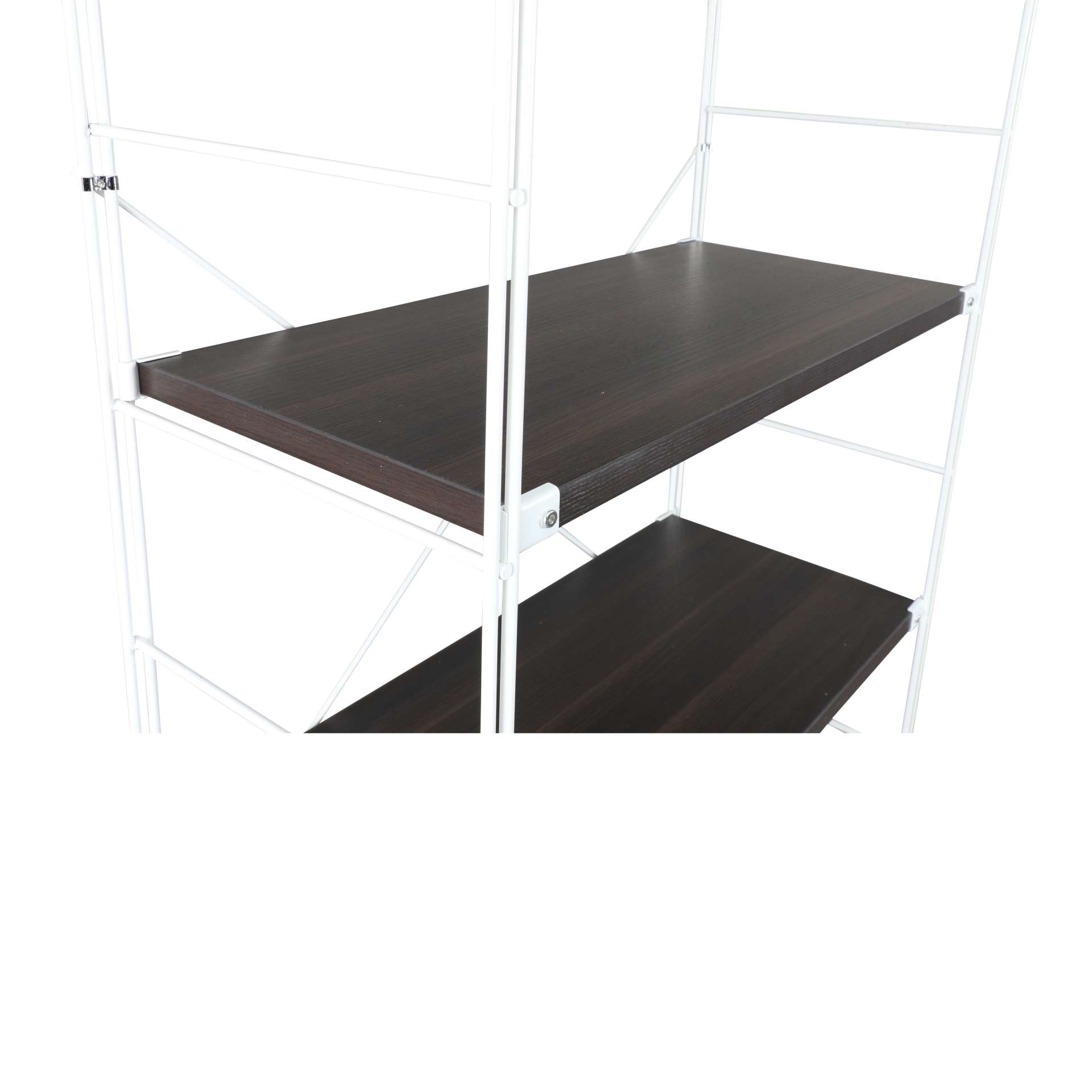 LeisureMod Brentwood Etagere Bookcase with White Powder Coated Steel Frame and Melamine Board Shelves | Bookcases | Modishstore - 22