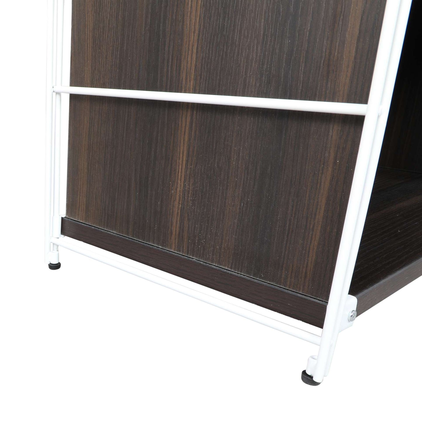 LeisureMod Brentwood Etagere Bookcase with White Powder Coated Steel Frame and Melamine Board Shelves | Bookcases | Modishstore - 24