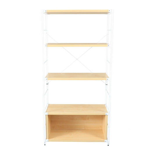 LeisureMod Brentwood Etagere Bookcase with White Powder Coated Steel Frame and Melamine Board Shelves | Bookcases | Modishstore