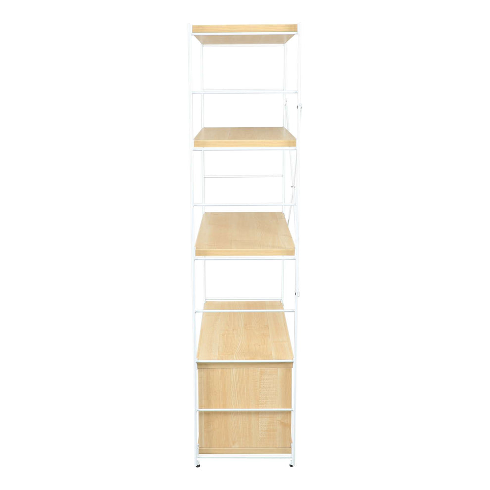 LeisureMod Brentwood Etagere Bookcase with White Powder Coated Steel Frame and Melamine Board Shelves | Bookcases | Modishstore - 7
