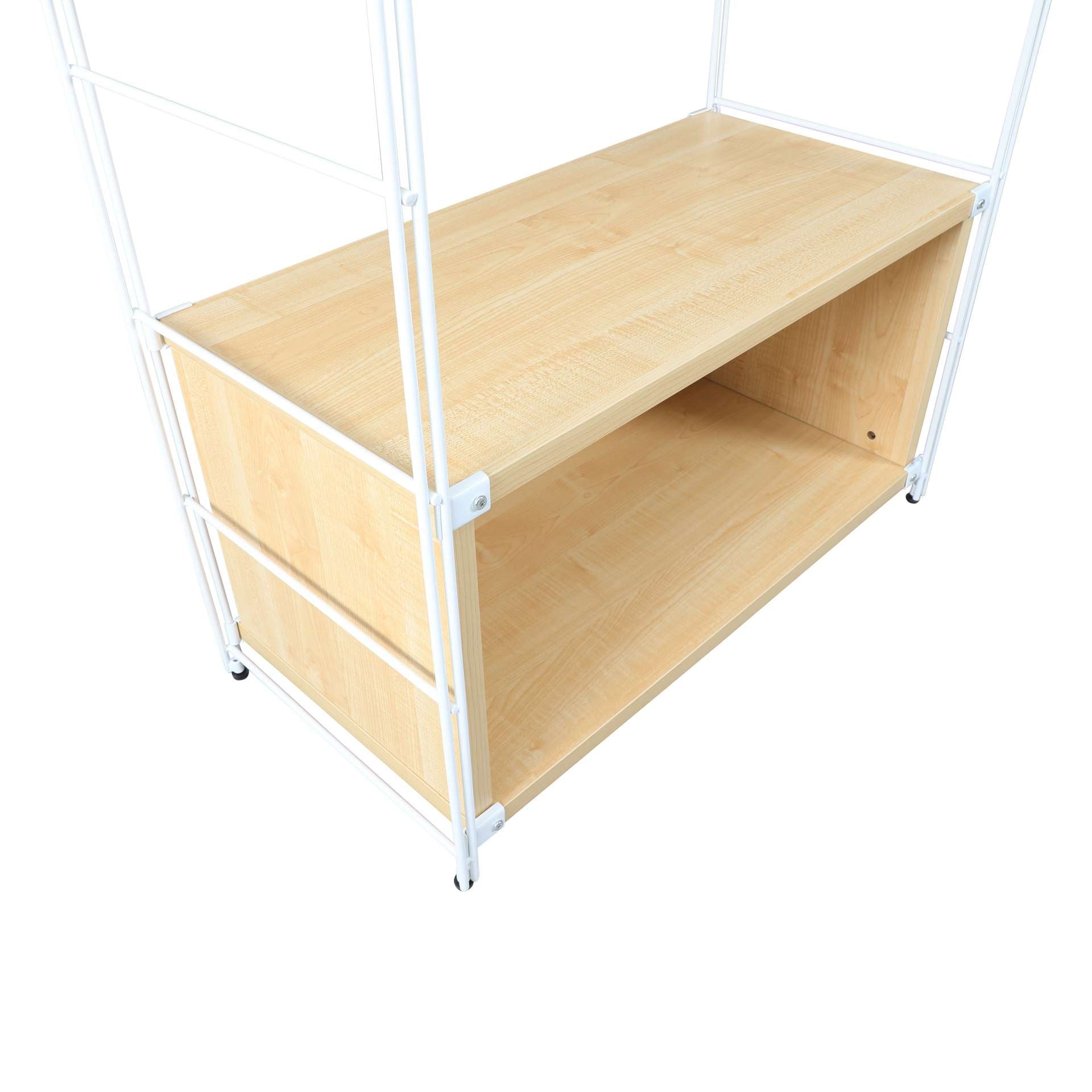 LeisureMod Brentwood Etagere Bookcase with White Powder Coated Steel Frame and Melamine Board Shelves | Bookcases | Modishstore - 5