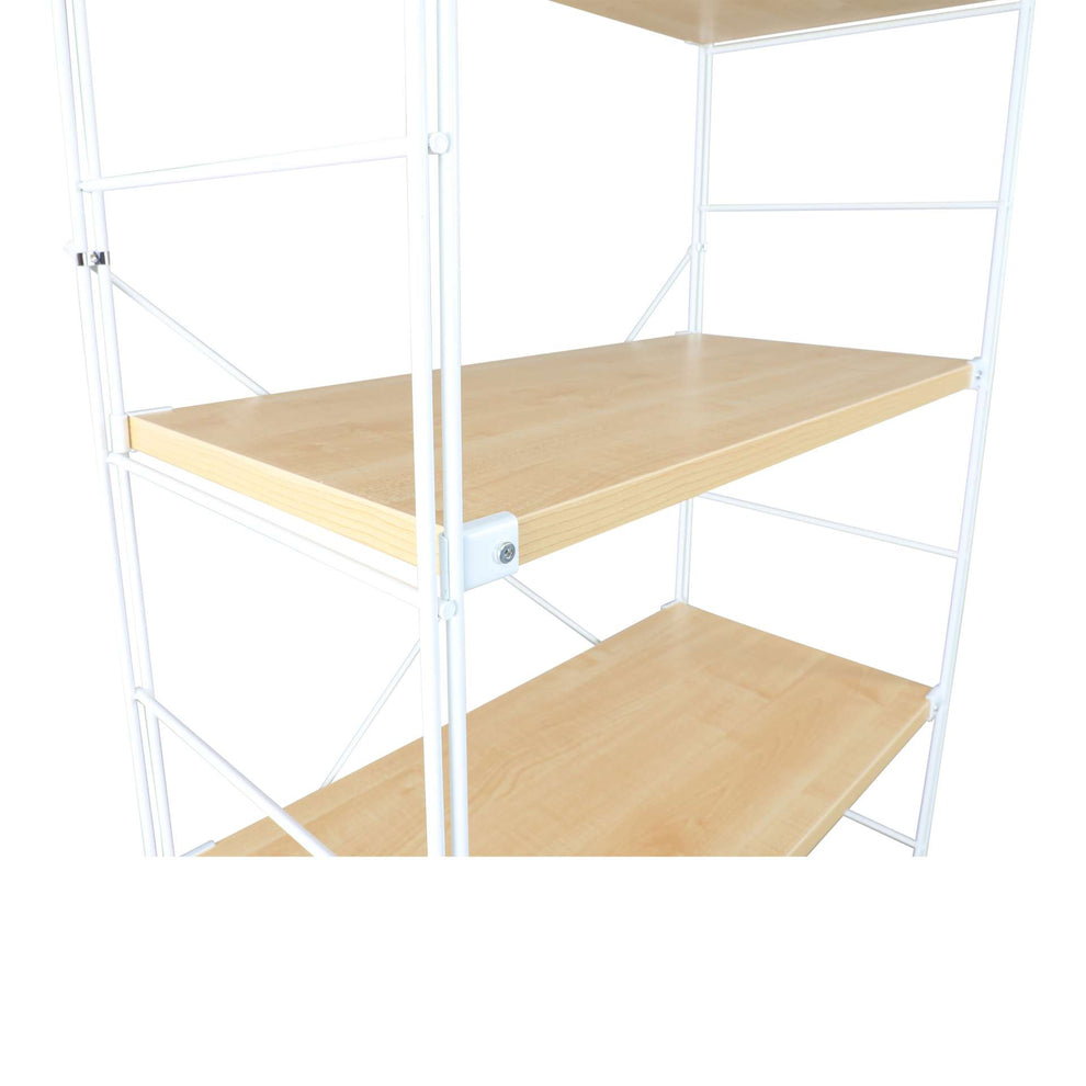 LeisureMod Brentwood Etagere Bookcase with White Powder Coated Steel Frame and Melamine Board Shelves | Bookcases | Modishstore - 6