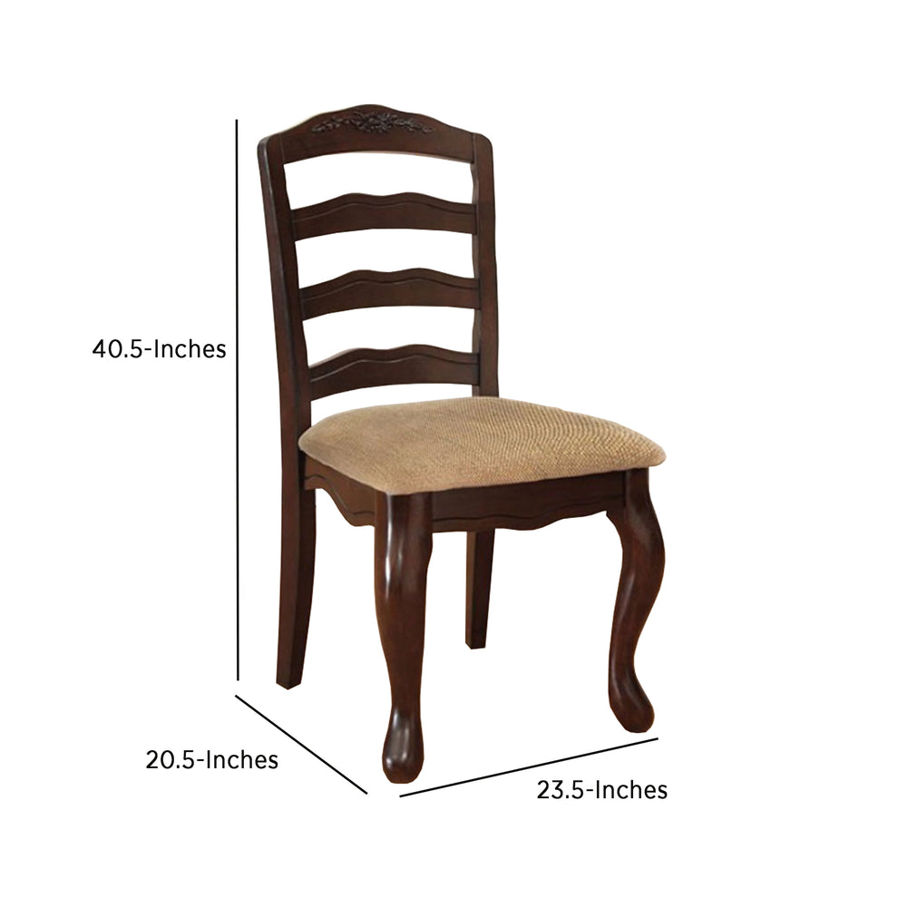 Townsville Cottage Side Chair, Dark Walnut Finish, Set Of 2 By Benzara | Accent Chairs | Modishstore - 3