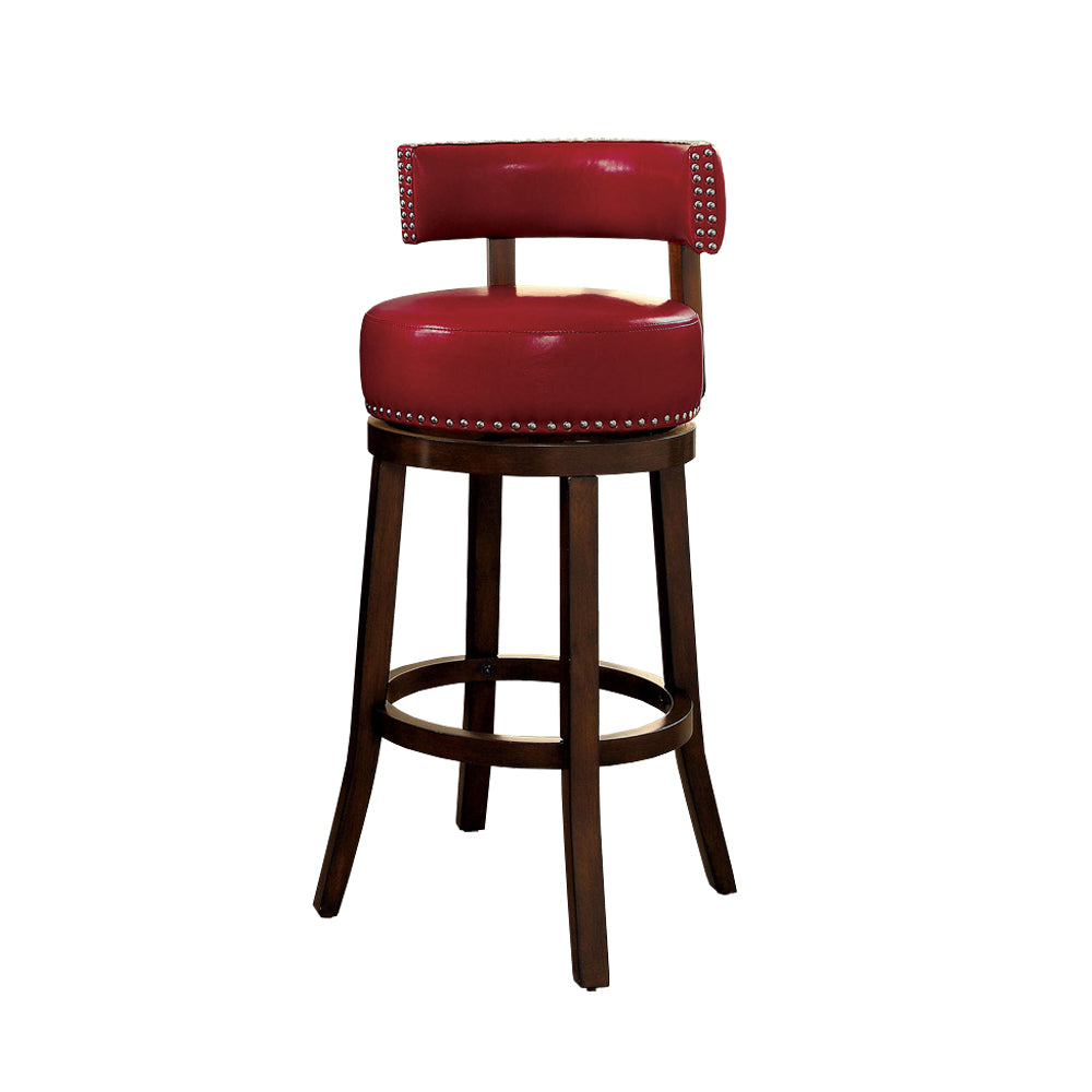 Shirley Contemporary 24" Barstool Withpu Cushion, Red Finish, Set Of 2 By Benzara | Bar Stools | Modishstore - 2