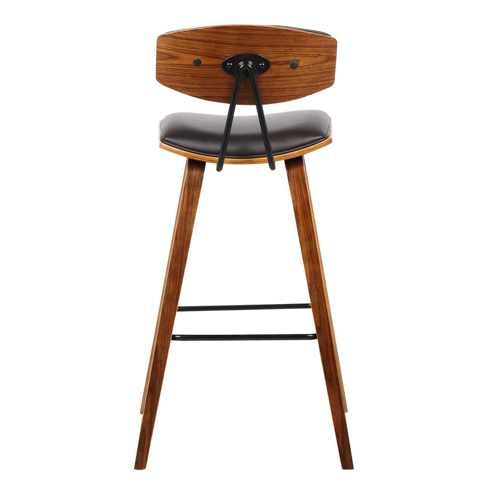 Wooden Frame Leatherette Counter Stool with Flared Legs, Brown By Benzara | Stools | Modishstore - 3