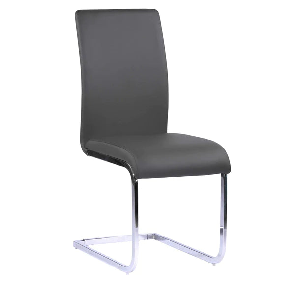 Metal Cantilever Base Leatherette Dining Chair, Set of 2, Gray and Silver By Benzara | Dining Chairs | Modishstore - 3