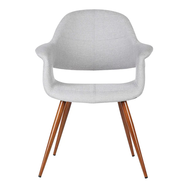 Fabric Mid Century Dining Chair with Round Tapered Legs, Gray and Brown By Benzara | Dining Chairs | Modishstore - 4