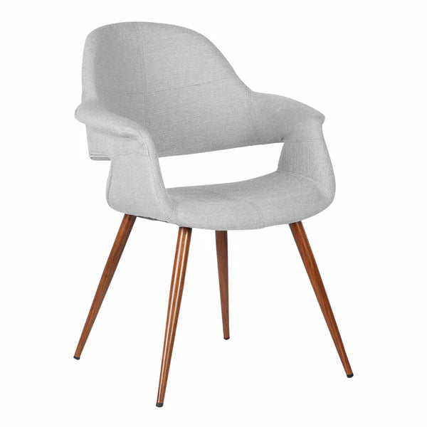 Fabric Mid Century Dining Chair with Round Tapered Legs, Gray and Brown By Benzara | Dining Chairs | Modishstore - 6