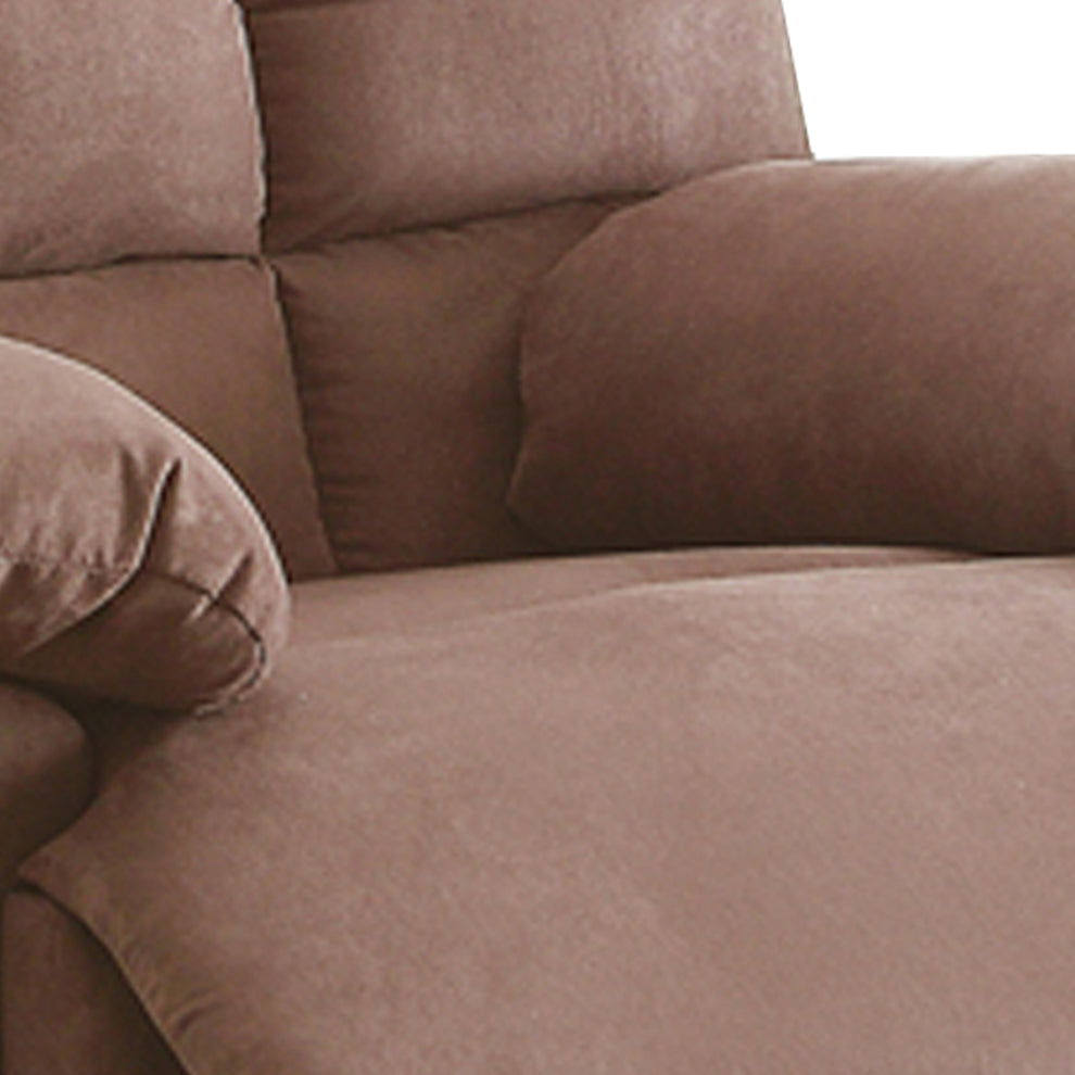 Recliner With Tufted Back And Roll Arms In Saddle Brown By Benzara | Recliners | Modishstore - 3