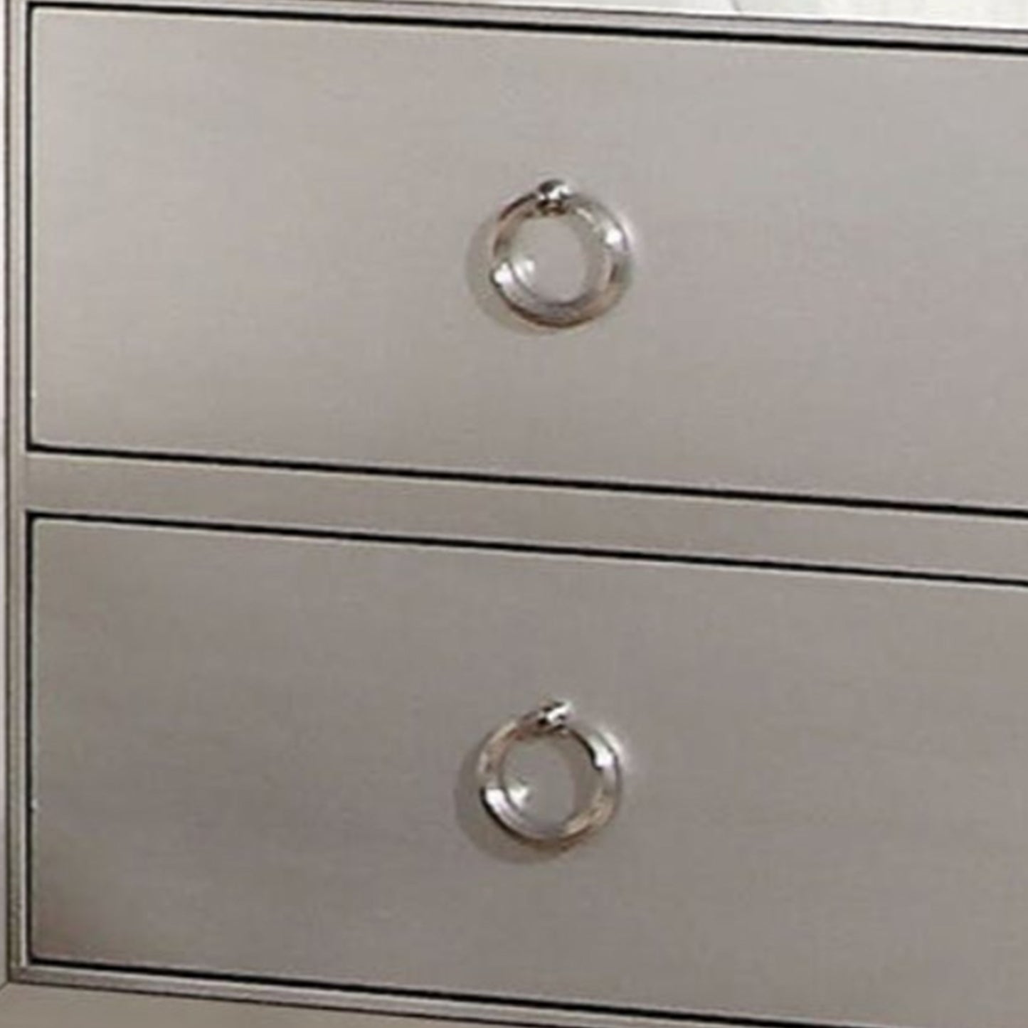 Two Drawer Nightstand With Mirror Insert Front Trim, Platinum By Benzara | Bedroom Sets | Modishstore - 4