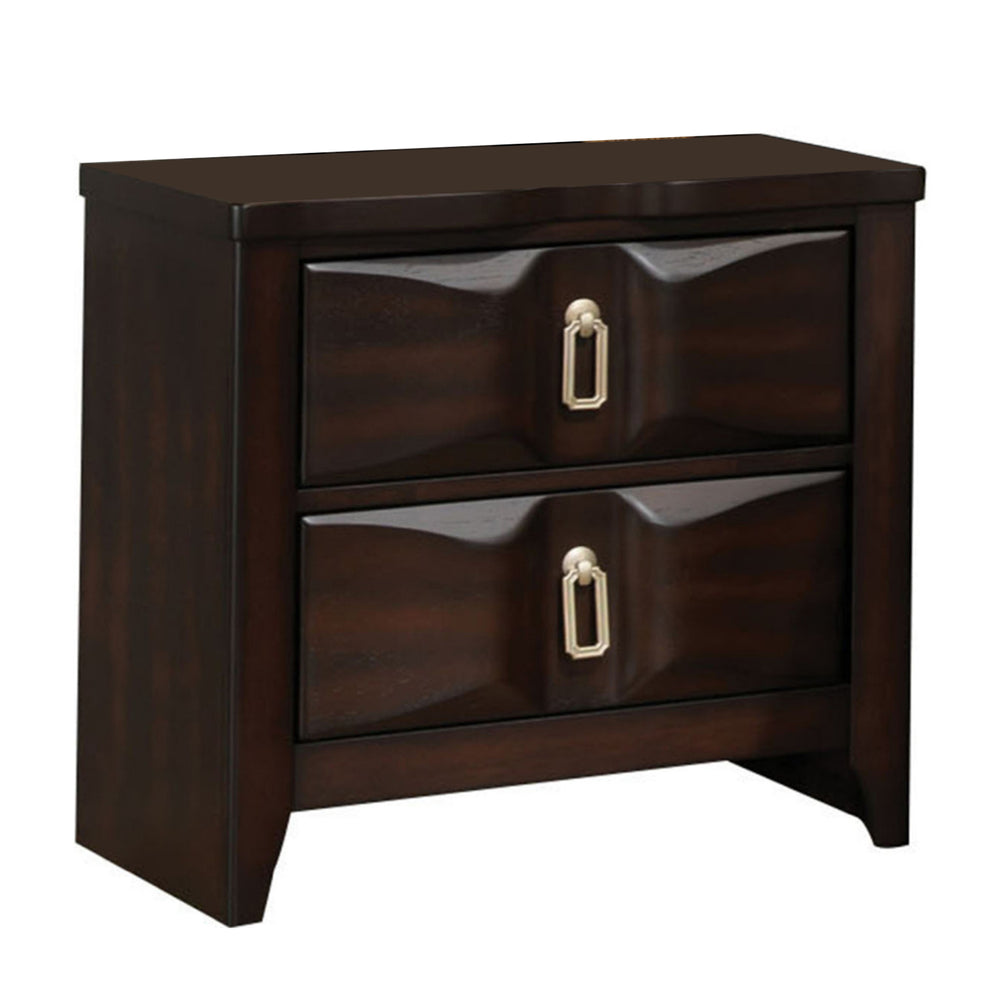 Transitional Style Wood Nightstand with 2 Drawers, Espresso Brown By Benzara | Bedroom Sets | Modishstore - 2