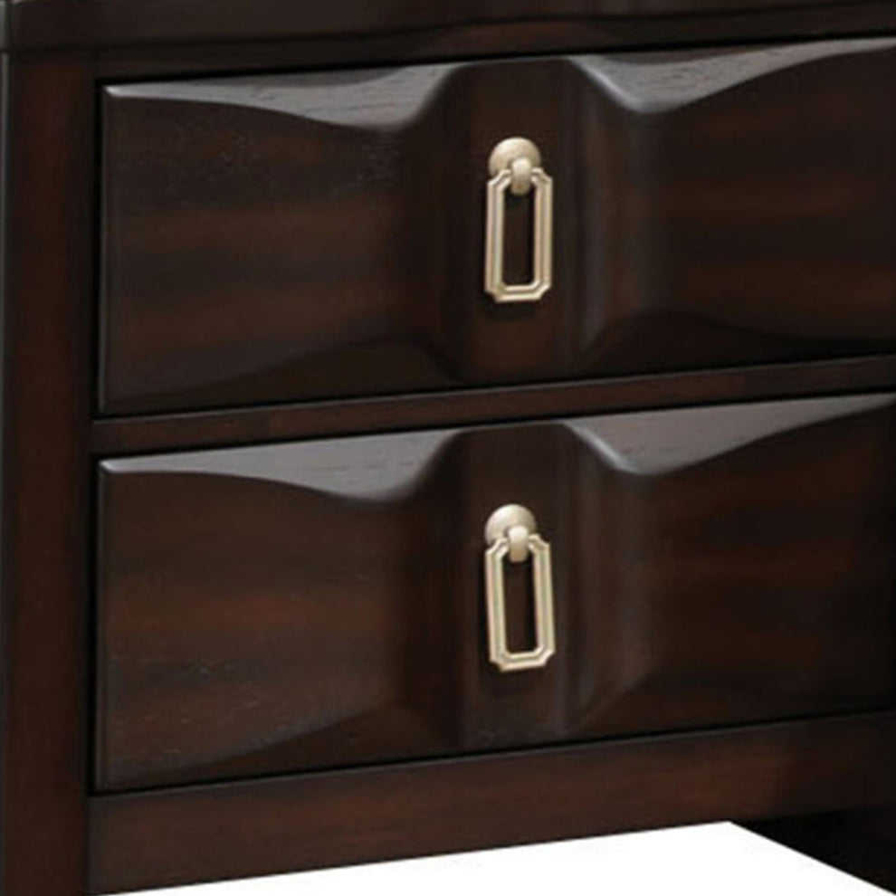 Transitional Style Wood Nightstand with 2 Drawers, Espresso Brown By Benzara | Bedroom Sets | Modishstore - 4