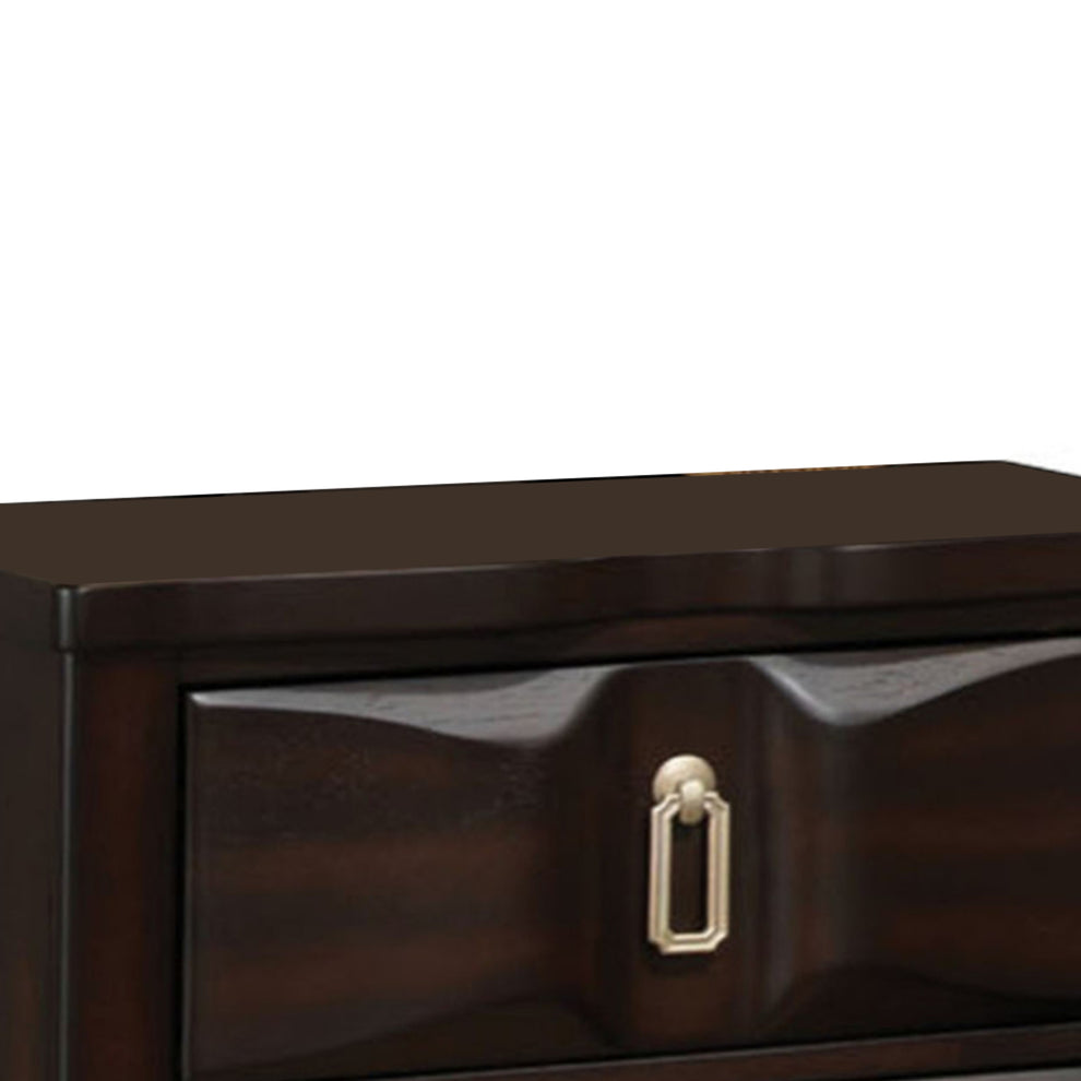 Transitional Style Wood Nightstand with 2 Drawers, Espresso Brown By Benzara | Bedroom Sets | Modishstore - 5