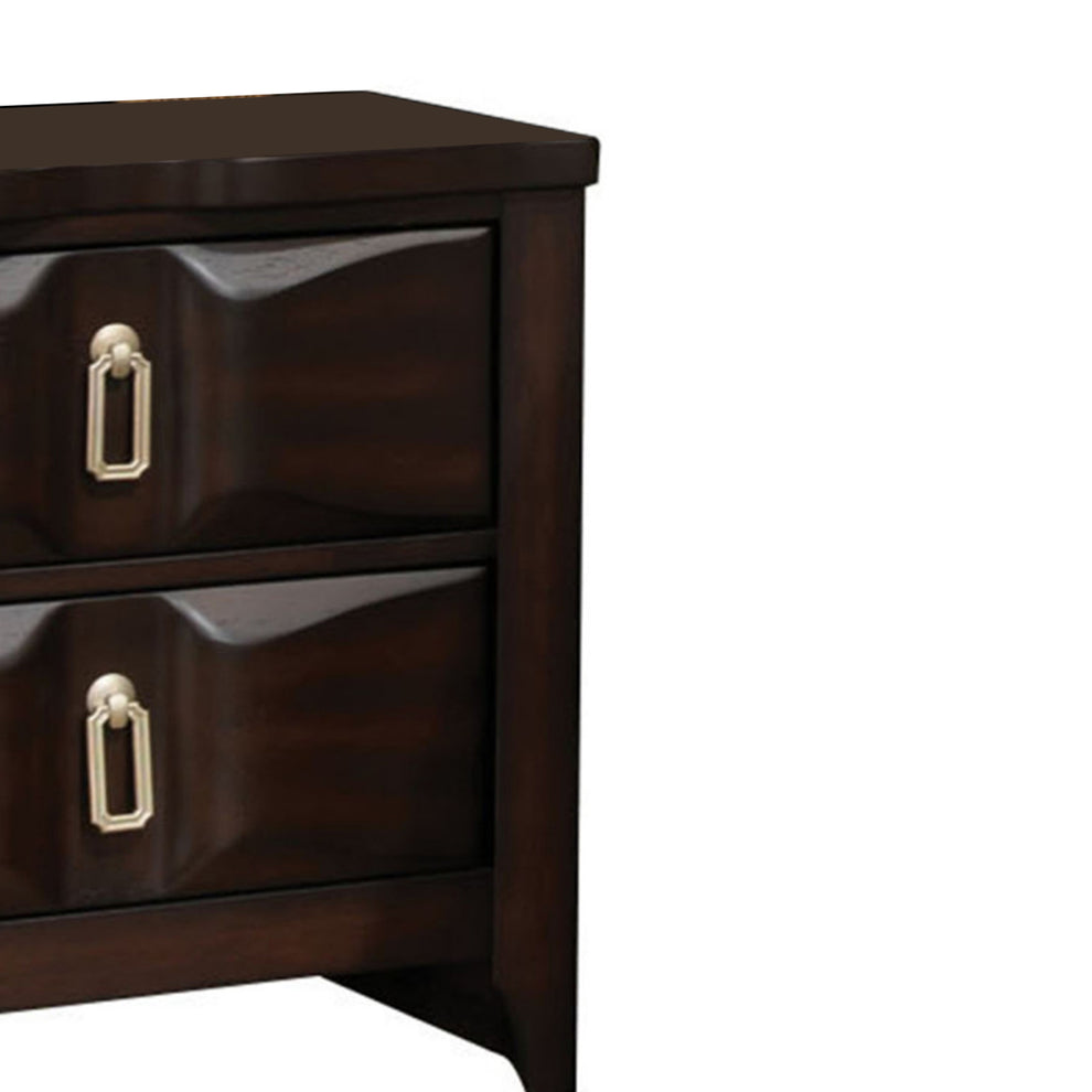 Transitional Style Wood Nightstand with 2 Drawers, Espresso Brown By Benzara | Bedroom Sets | Modishstore - 6