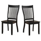 Wooden Side Chair with Slatted Backrest, Set of 2, Black By Benzara | Accent Chairs | Modishstore - 2