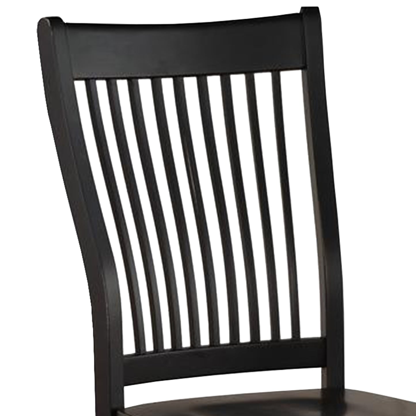 Wooden Side Chair with Slatted Backrest, Set of 2, Black By Benzara | Accent Chairs | Modishstore - 3