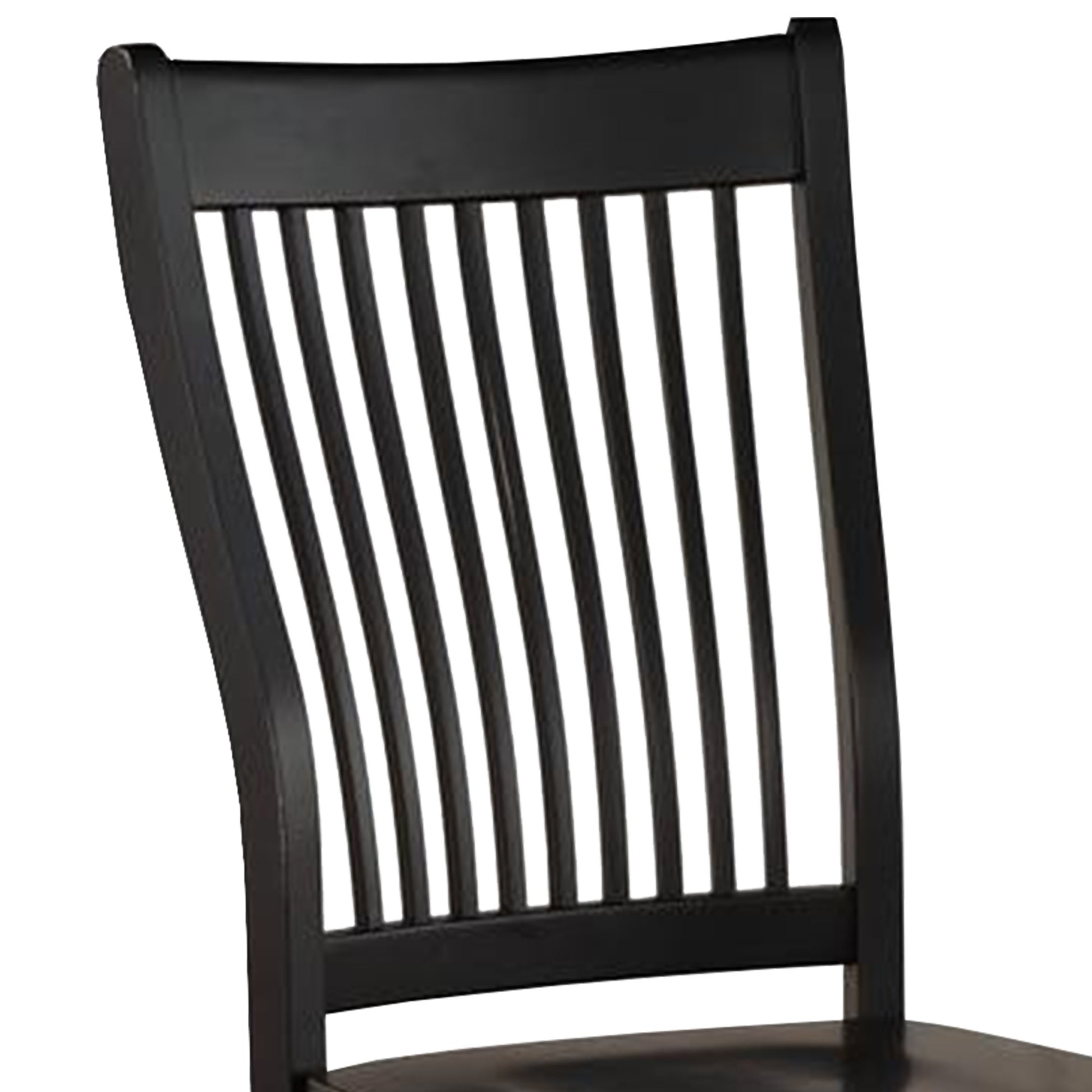 Wooden Side Chair with Slatted Backrest, Set of 2, Black By Benzara | Accent Chairs | Modishstore - 3