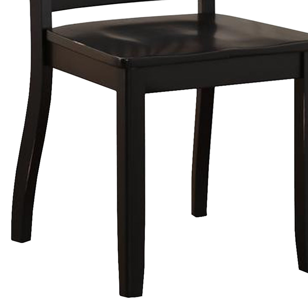 Wooden Side Chair with Slatted Backrest, Set of 2, Black By Benzara | Accent Chairs | Modishstore - 4