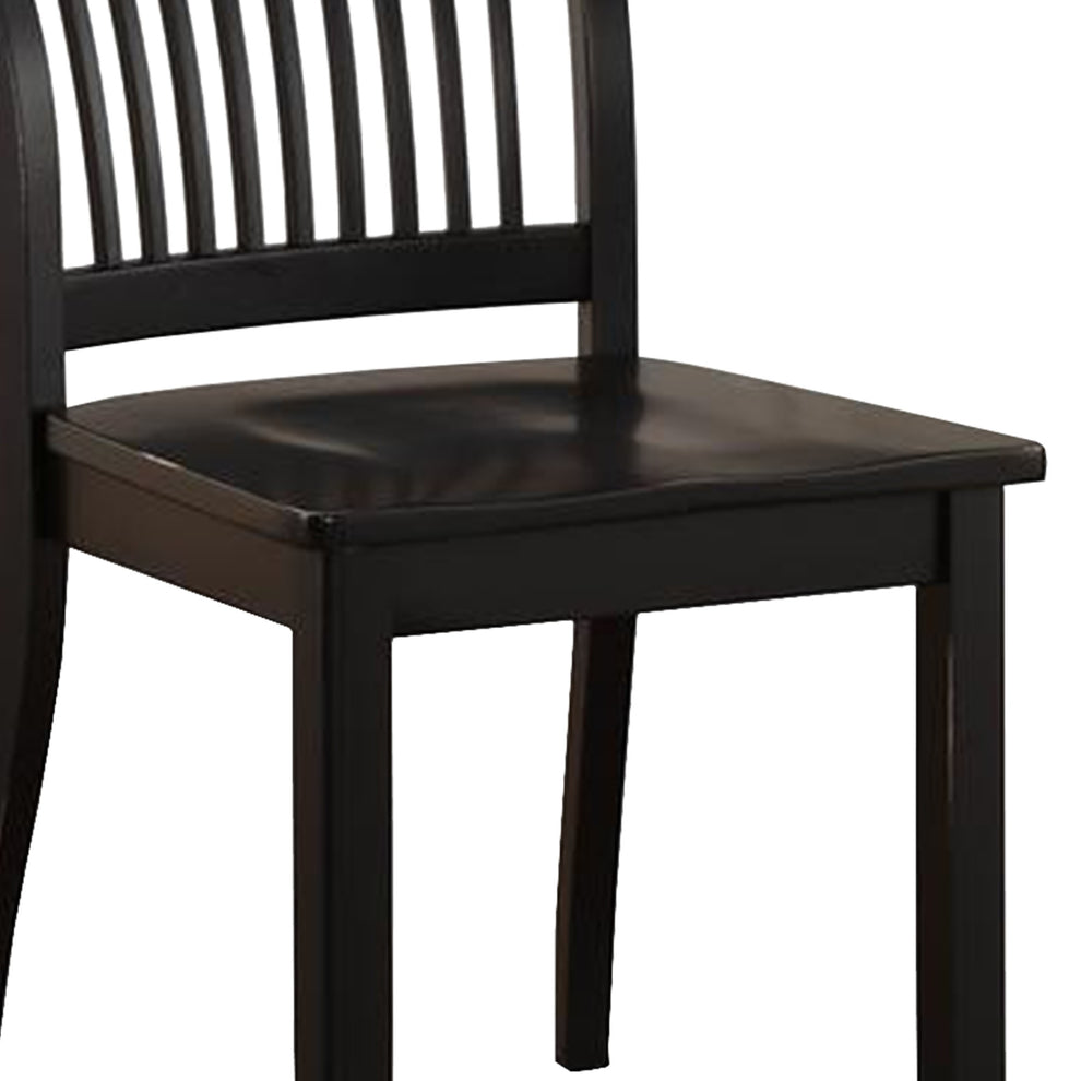 Wooden Side Chair with Slatted Backrest, Set of 2, Black By Benzara | Accent Chairs | Modishstore - 5