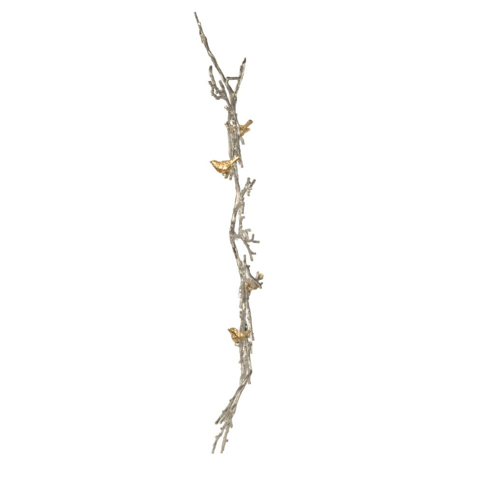 Branch Shape Aluminum WallDecor with Four Bird Accents, Gold By Benzara | Wall Decor | Modishstore - 2