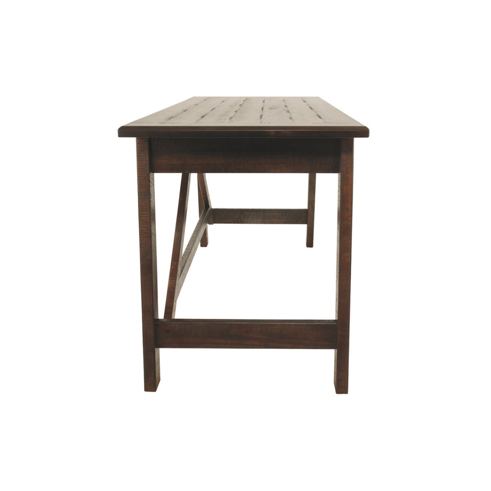 Two Drawers Wooden Desk with Cross Stretcher Brace Design, Large, Brown By Benzara | Desks | Modishstore - 5
