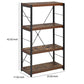 Four Tiered Metal Framed Wooden Bookshelf, Weathered Oak Brown and Black By Benzara | Bookcases | Modishstore - 2