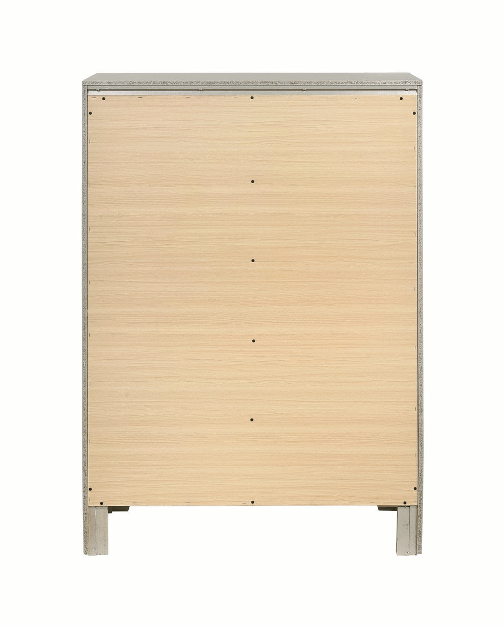 Five Drawers Wooden Dresser with Oversized Ring Handles, Silver By Benzara | Dressers | Modishstore - 5