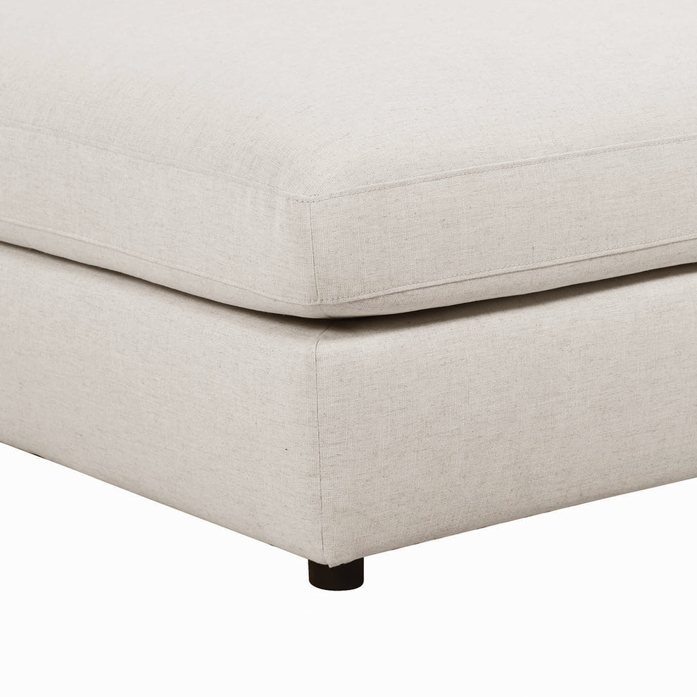 Fabric Upholstered Wooden Ottoman with Loose Cushion Seat and Small Feet, Beige By Benzara | Ottomans | Modishstore - 4
