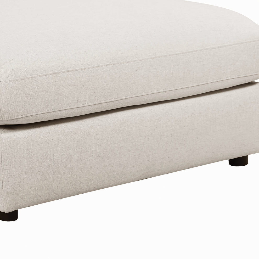 Fabric Upholstered Wooden Ottoman with Loose Cushion Seat and Small Feet, Beige By Benzara | Ottomans | Modishstore - 3