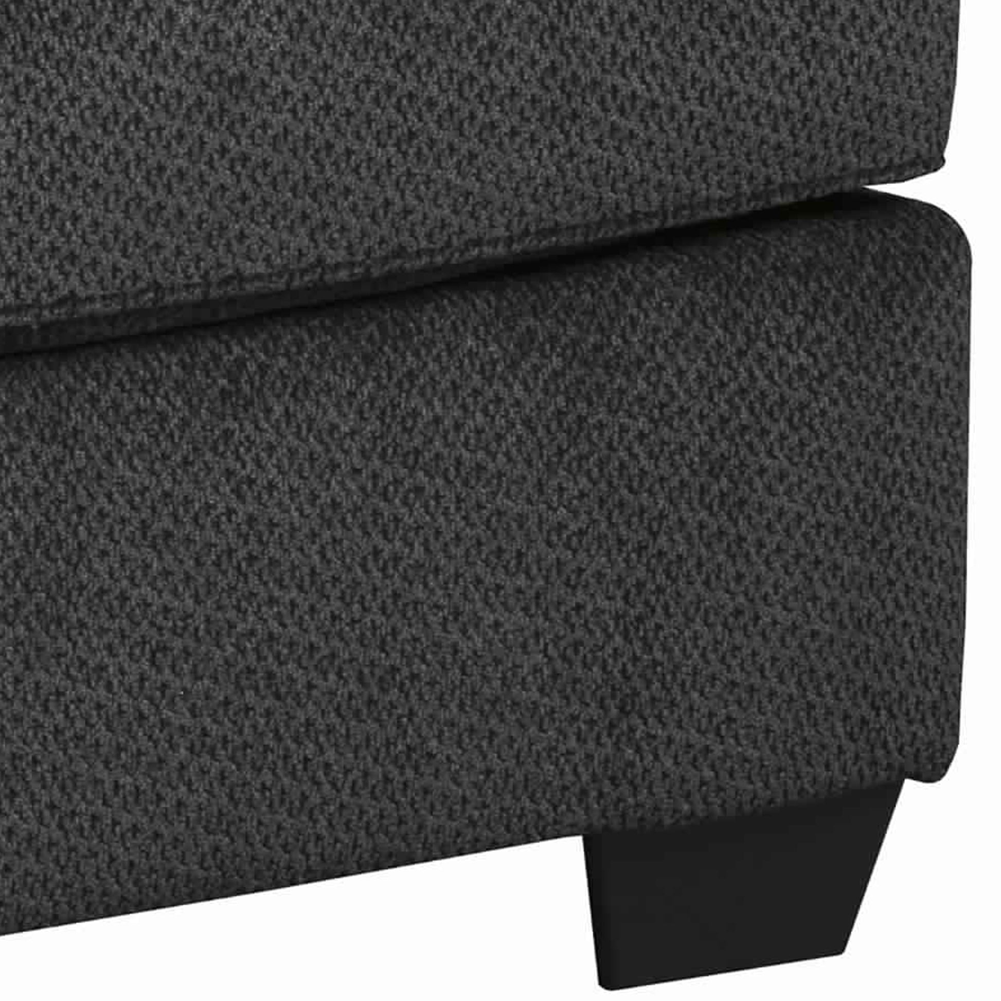 Rectangular Textured Fabric Upholstered Ottoman, Charcoal Gray By Benzara | Ottomans | Modishstore - 2
