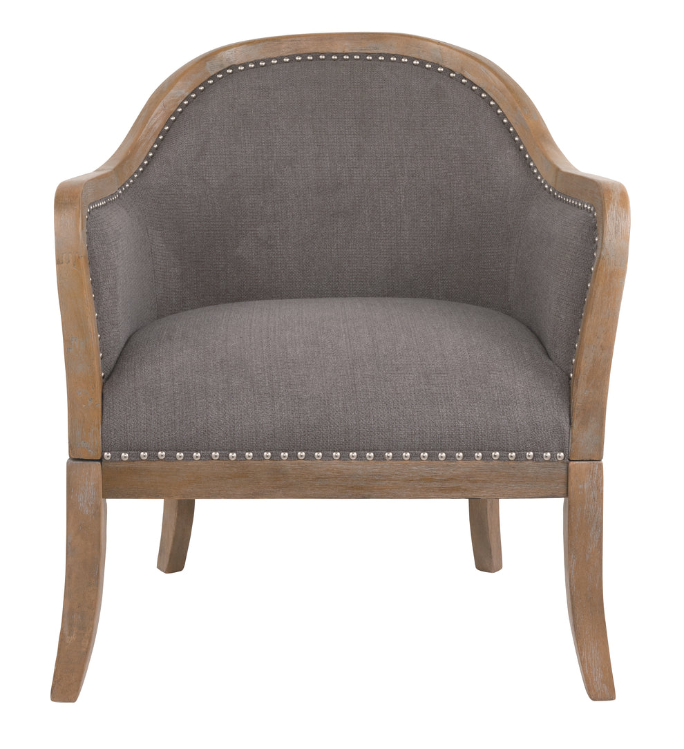 Wood and Fabric Accent Chair with Nail Head Trim, Brown By Benzara | Accent Chairs | Modishstore - 5