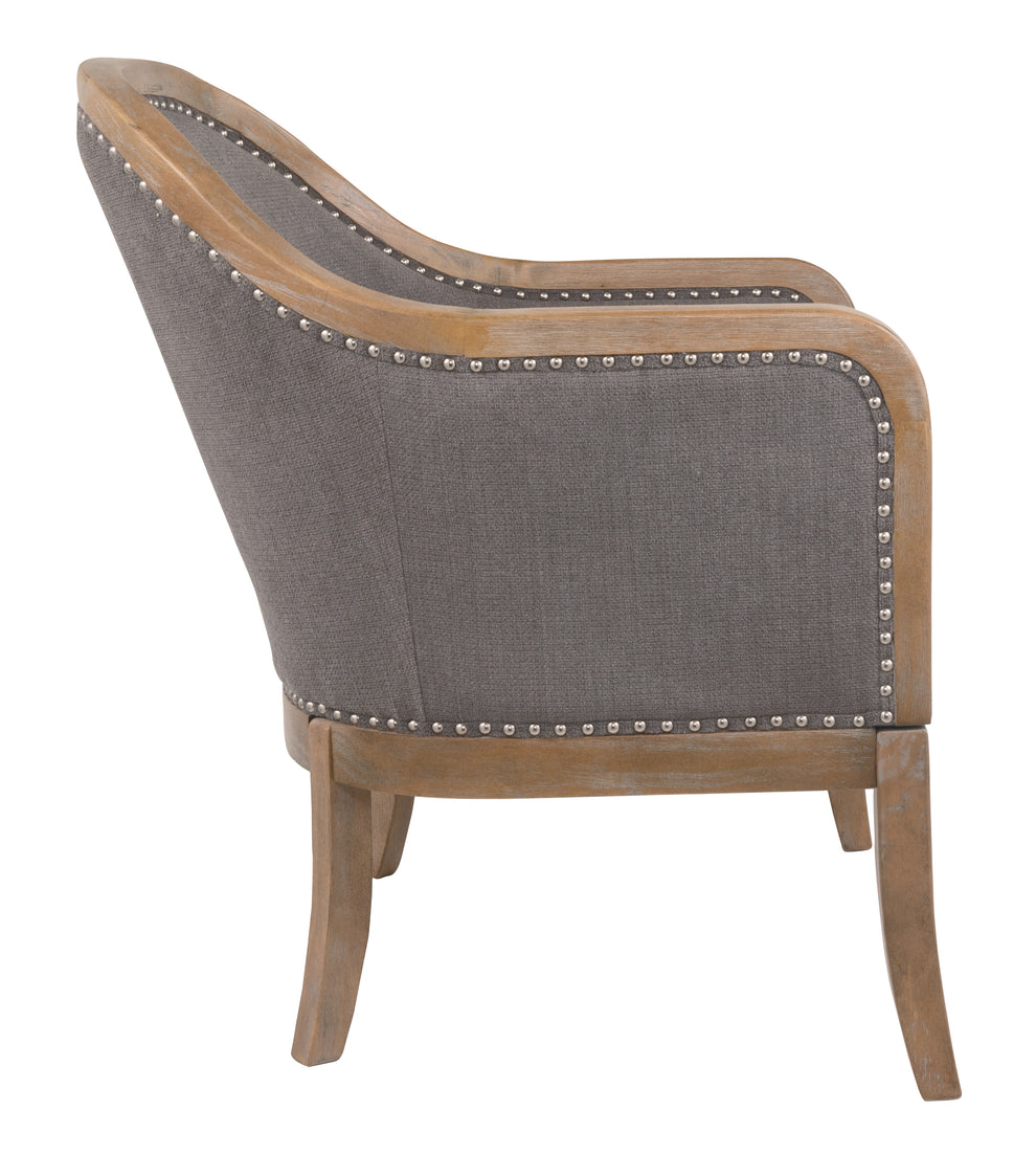Wood and Fabric Accent Chair with Nail Head Trim, Brown By Benzara | Accent Chairs | Modishstore - 3