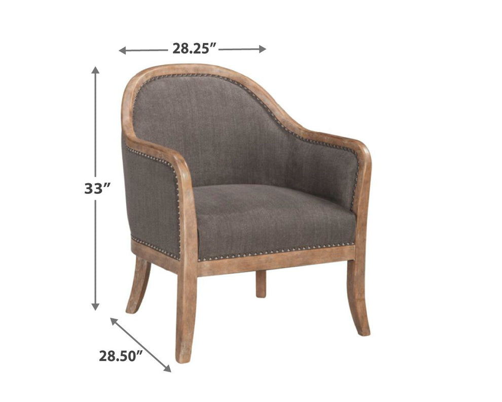 Wood and Fabric Accent Chair with Nail Head Trim, Brown By Benzara | Accent Chairs | Modishstore - 2