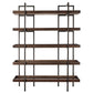 Bookcase with 5 Fixed Wooden Shelves and Metal Frame, Brown and Black By Benzara | Bookcases | Modishstore
